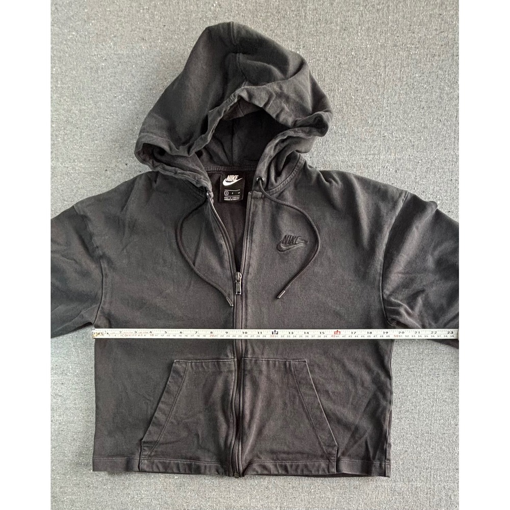 Nike Sportswear Full Zip Hoodie Womens Small Black Cropped Cotton - Picture 5 of 9